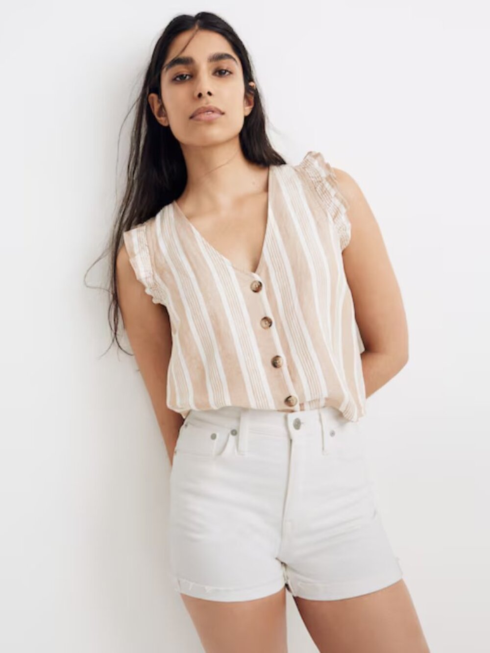 Madewell High-Rise Denim Shorts in Tile White